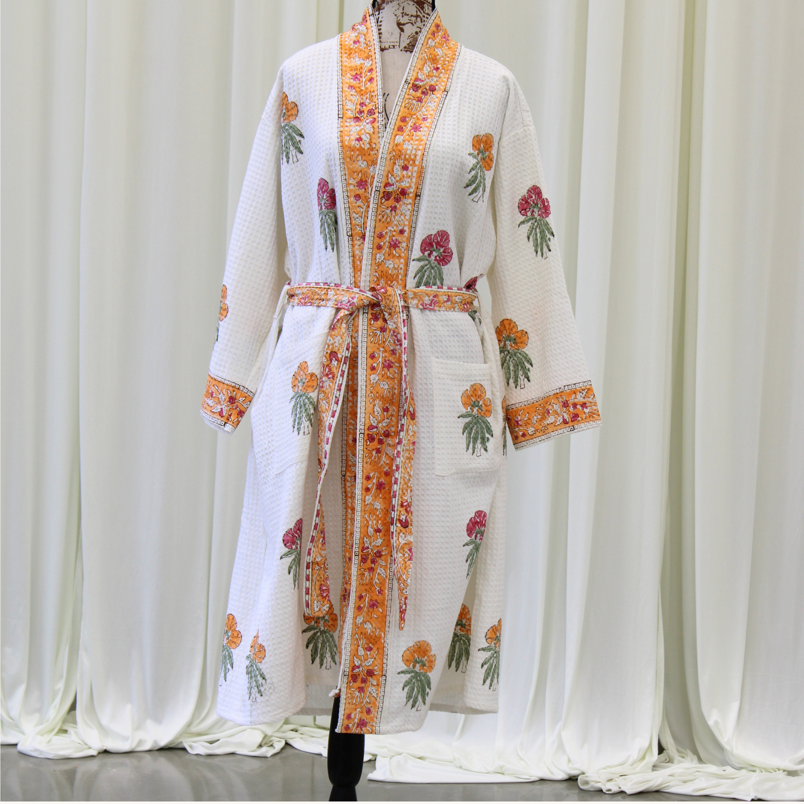 floral cotton dressing gown Saffron Garden Women Robe Stylish & Comfy Sale – House of Alaan Unique Cross Sweetheart Light Size S Cotton kimono Seamlessly bringing together the Color:Cameo Blue