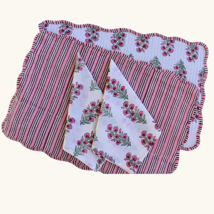 Frosted Rose - Quilted Cotton Placemats (Set of 4)