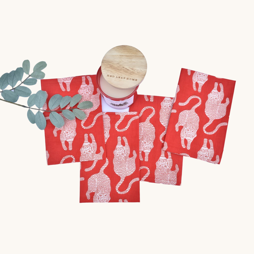 Red Safari - Cotton Table Napkins (Set of 4)