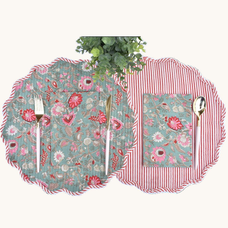 Olive Grove - Quilted Cotton Placemats (Set of 4)