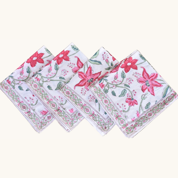 Mistletoe Rose - Cotton Table Napkins (Set of 4)