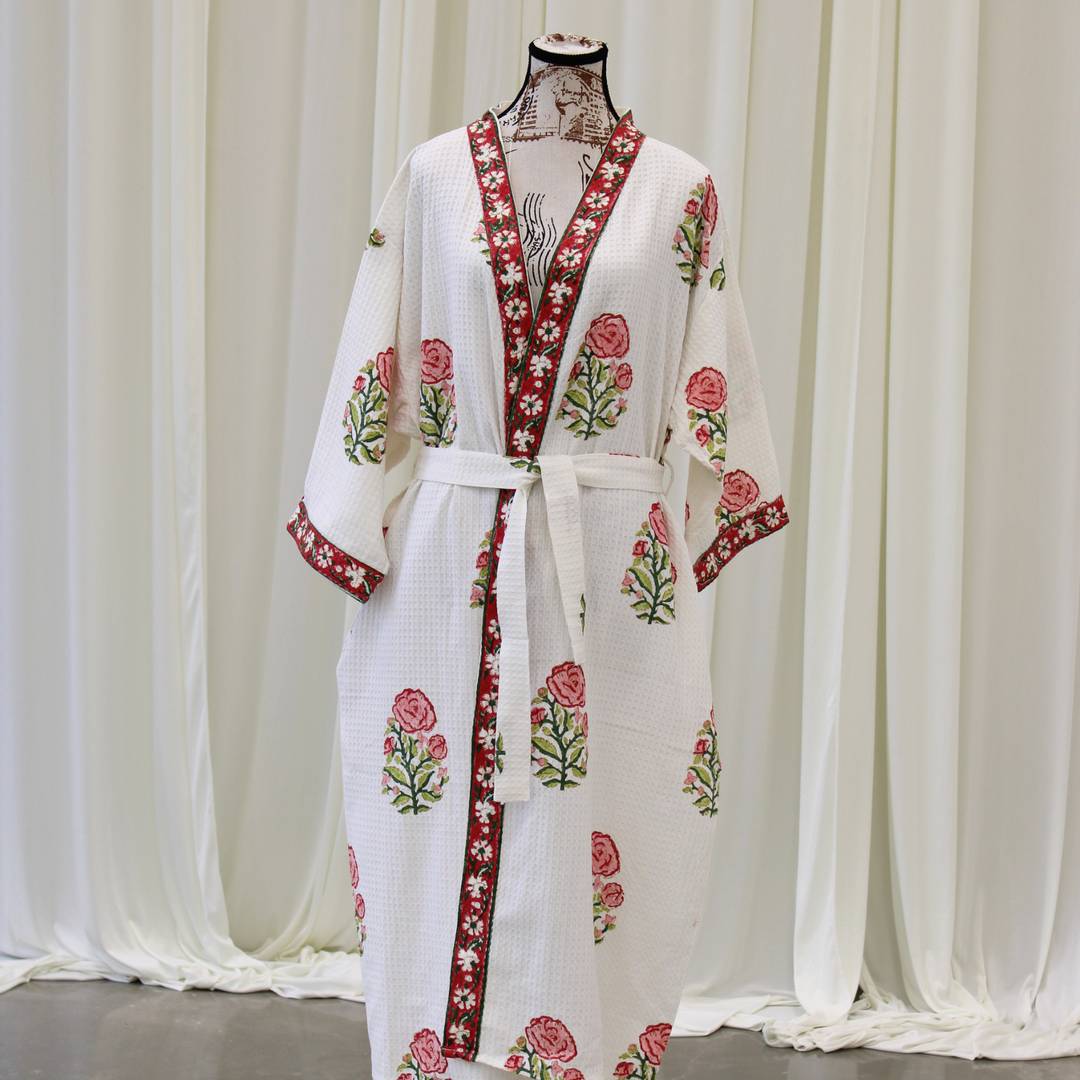 Vintage Rose - Waffle Cotton Women Robe