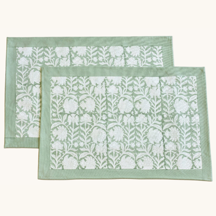 Green Bloom - Canvas Cotton Placemats (Set of 4)