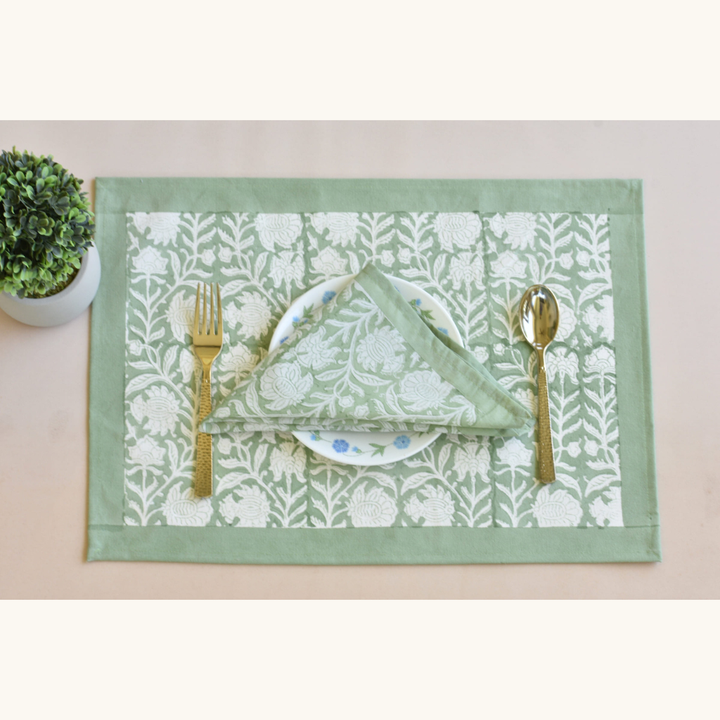 Green Bloom - Canvas Cotton Placemats (Set of 4)