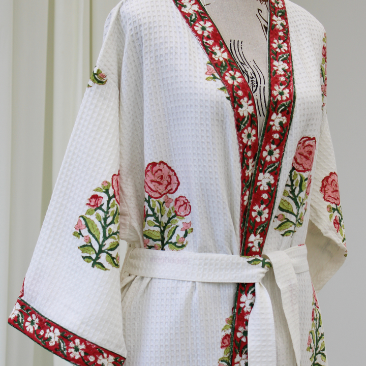 Vintage Rose - Waffle Cotton Women Robe