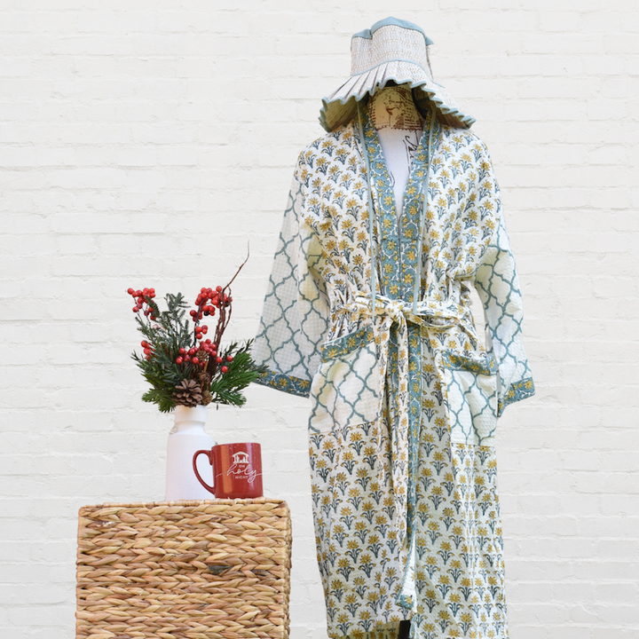 Mustard Bloom - Waffle Cotton Women Robe