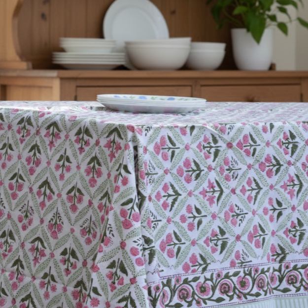 Chintz Vine - Handblock Print Cotton Tablecloth