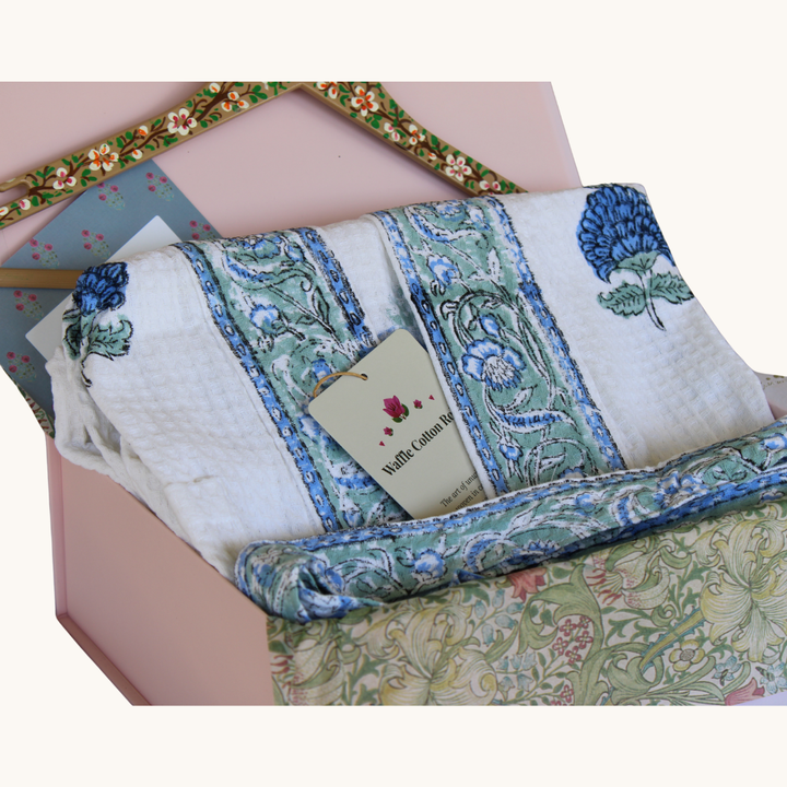 Sapphire Garden - Waffle Cotton Robe