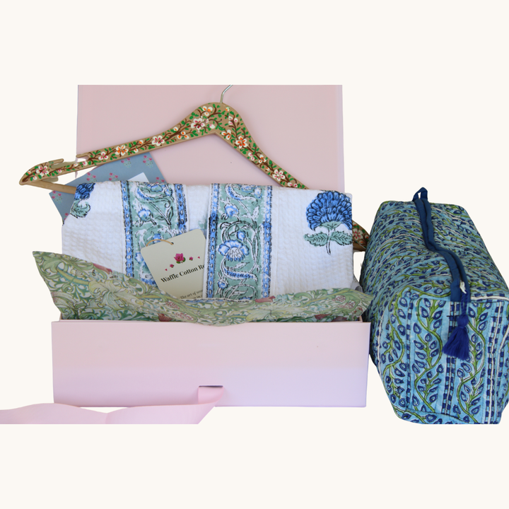 Sapphire Garden - Waffle Cotton Robe