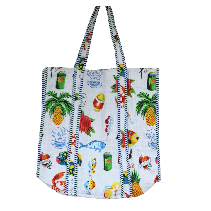 Farmers Market Quilted Cotton Tote Bag