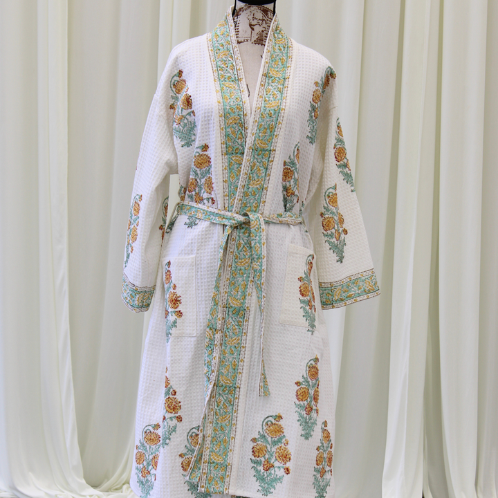 Summer Marigold - Waffle Cotton Women Robe