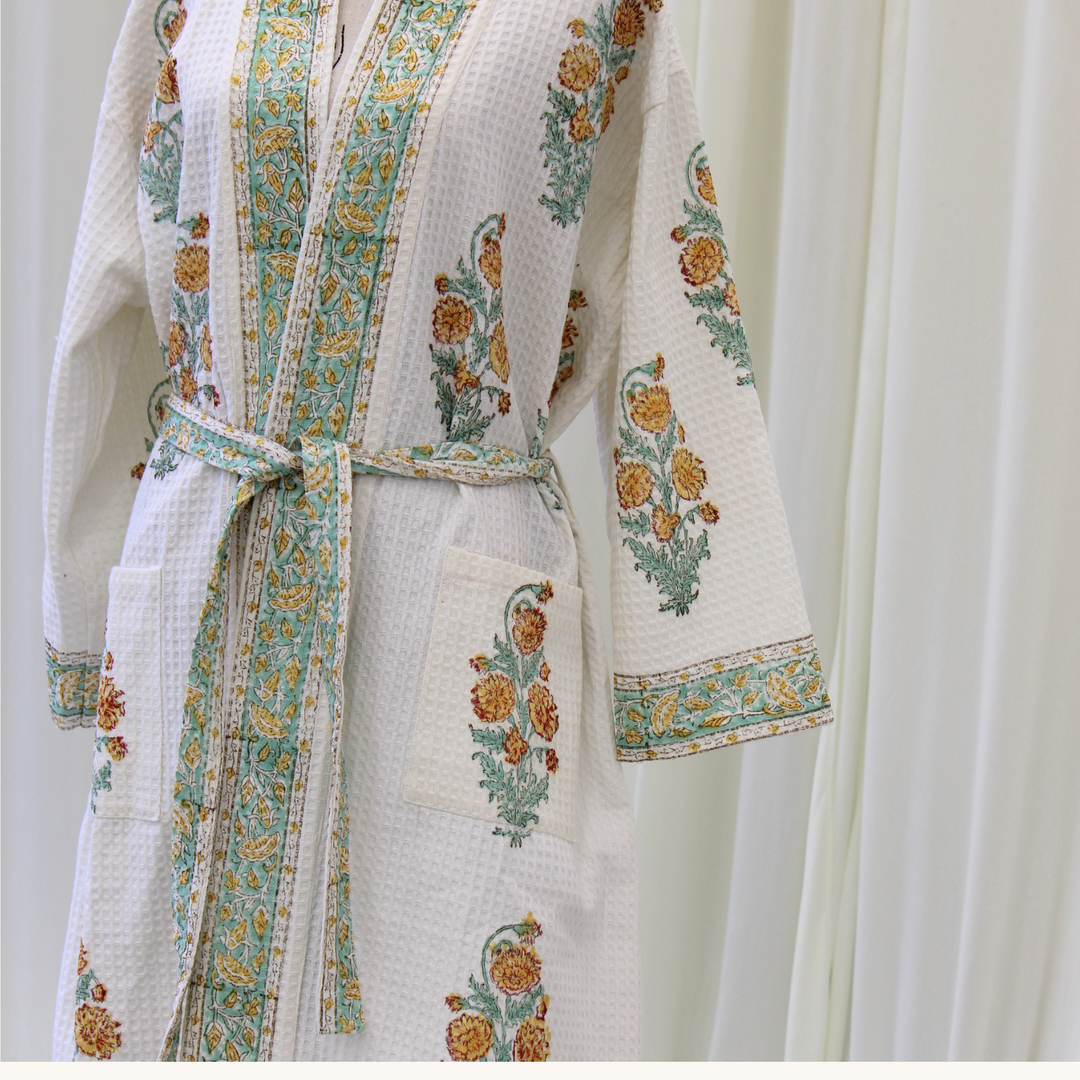 Summer Marigold - Waffle Cotton Women Robe
