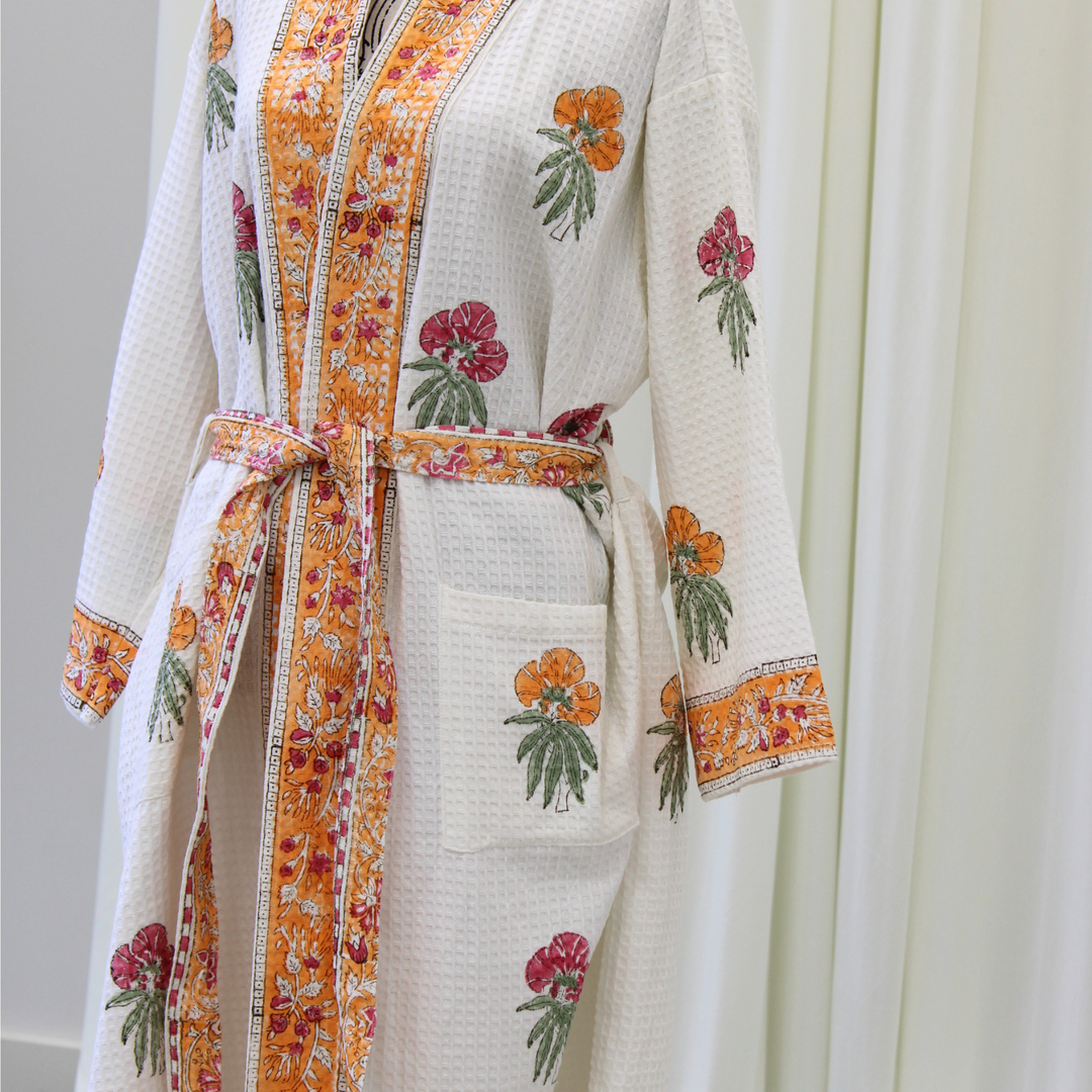 Saffron Garden - Waffle Cotton Robe