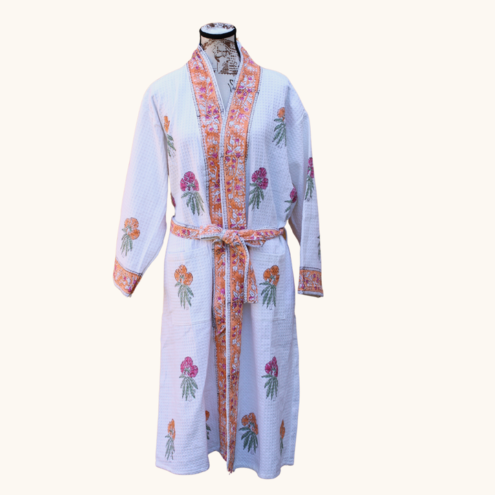Saffron Garden - Waffle Cotton Robe
