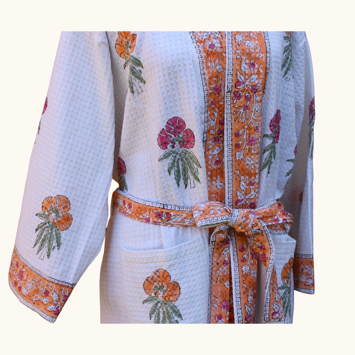 Saffron Garden - Waffle Cotton Robe