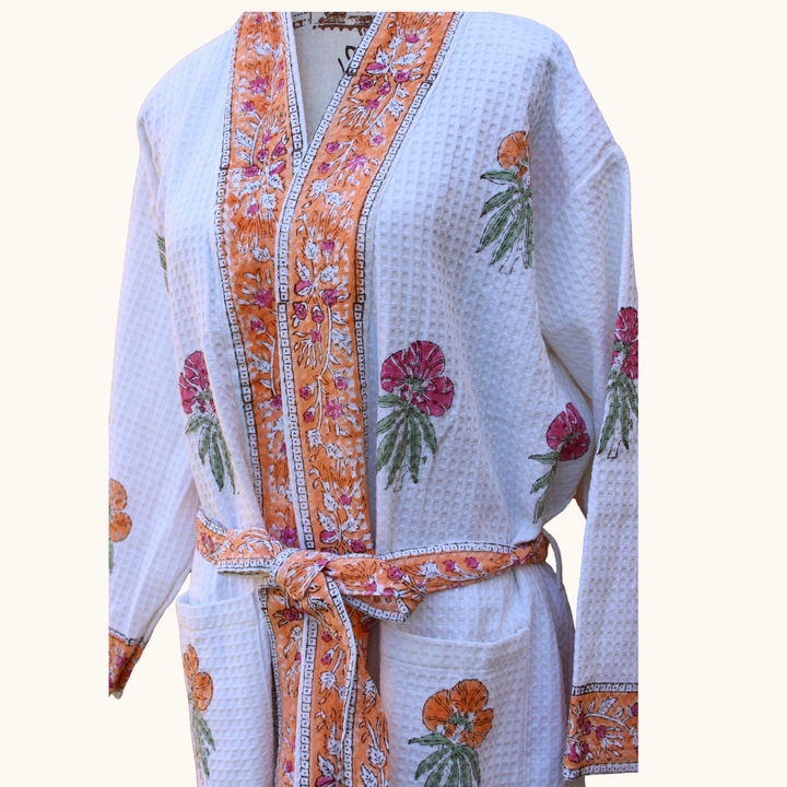 Saffron Garden - Waffle Cotton Robe