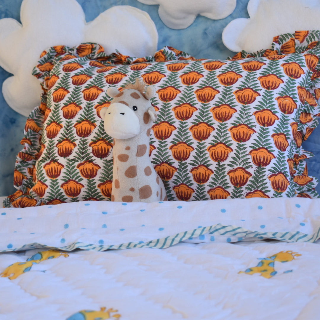 Soft Muslin Cotton Reversible Baby Quilt - Giraffe