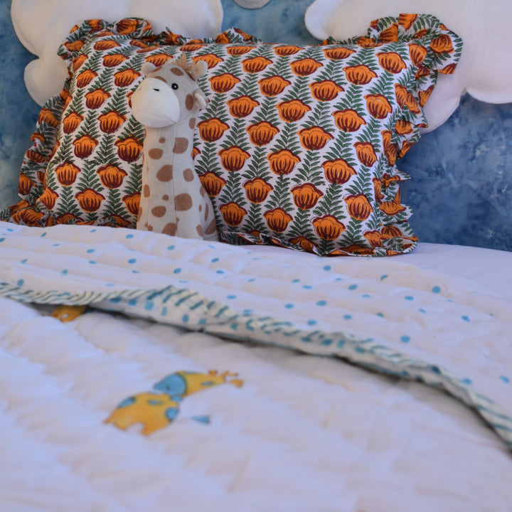 Soft Muslin Cotton Reversible Baby Quilt - Giraffe