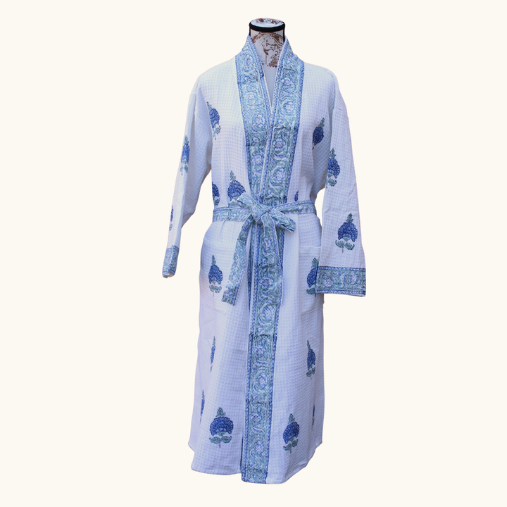 Sapphire Garden - Waffle Cotton Robe