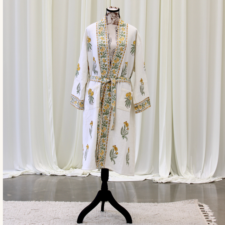 Marigold Vine - Waffle Cotton Women Robe