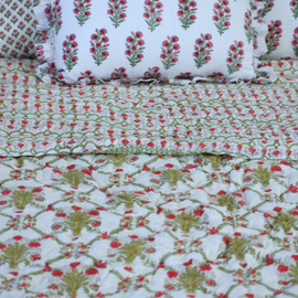 Heritage Rose - Handblock Print Cotton Quilt