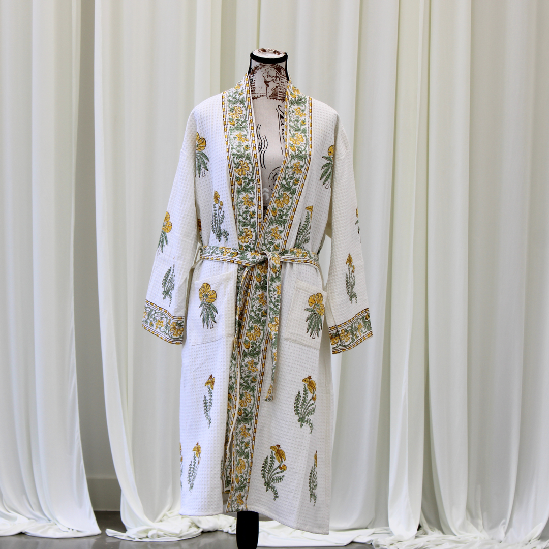 Marigold Vine - Waffle Cotton Women Robe