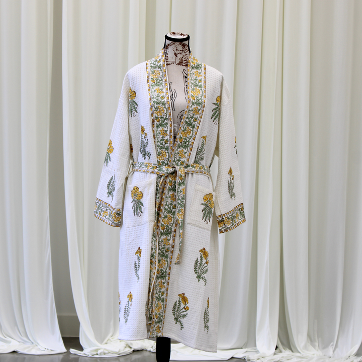 Marigold Vine - Waffle Cotton Women Robe