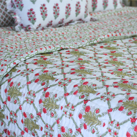 Heritage Rose - Handblock Print Cotton Quilt
