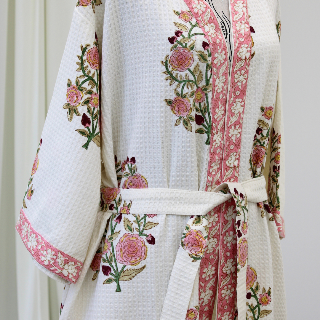 English Rose - Waffle Cotton Women Robe