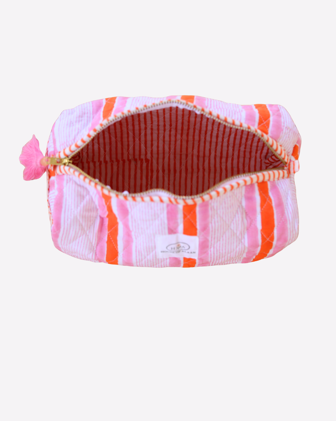 Quilted Cotton Cosmetic / Travel Pouch - Sorbet Stripe