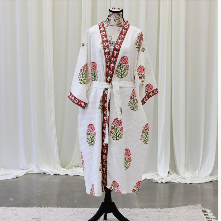 Vintage Rose - Waffle Cotton Women Robe