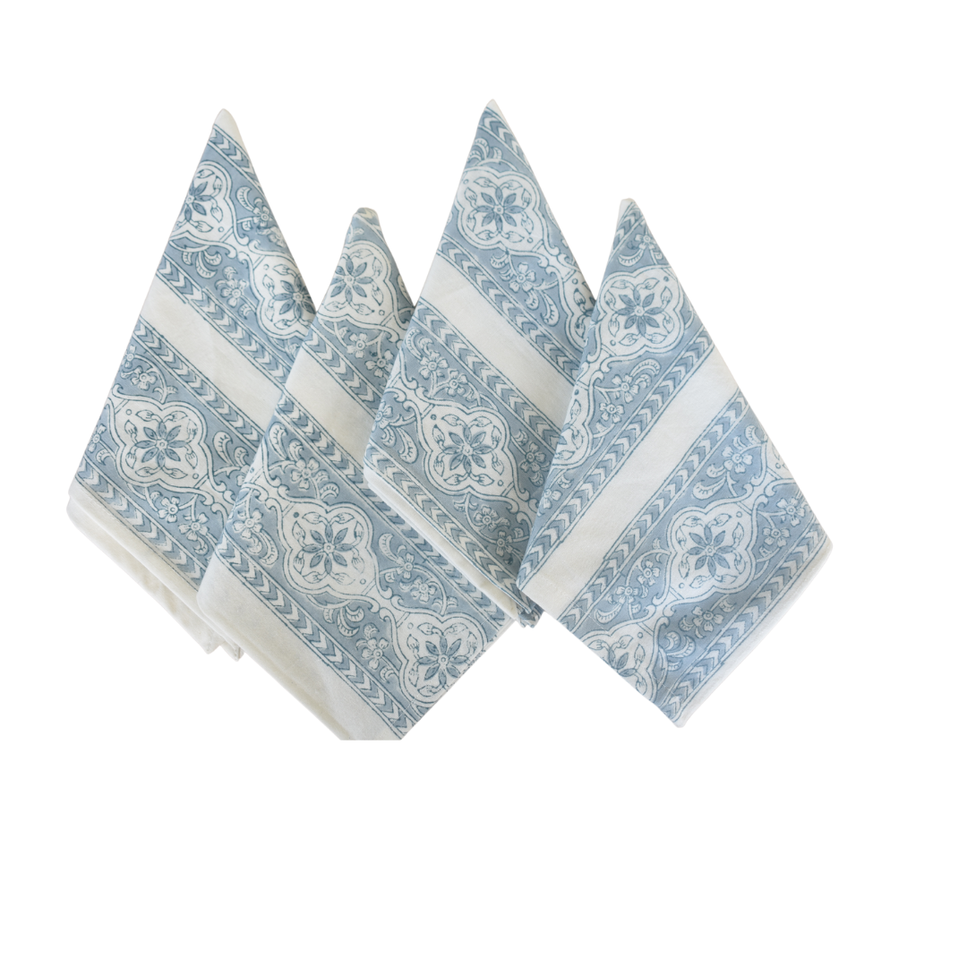 Hand Block Printed Napkins – Elegant Dining Essentials (Set of 6)