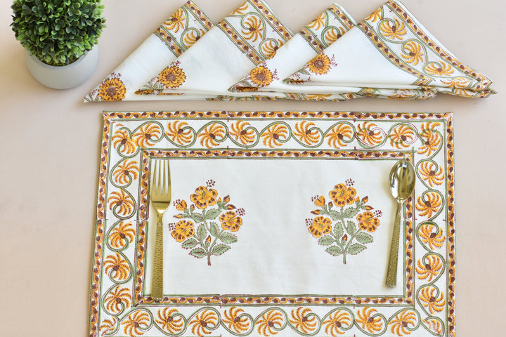 Autumn Sunflower - Canvas Cotton Placemat Set
