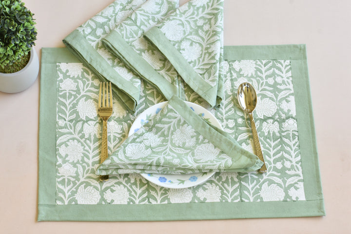 Green Bloom - Canvas Cotton Placemat Set