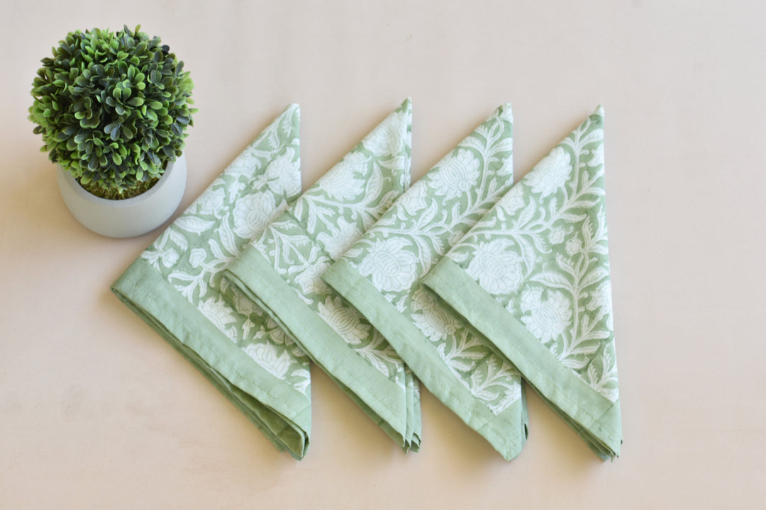 Green Bloom - Cotton Table Napkin Set
