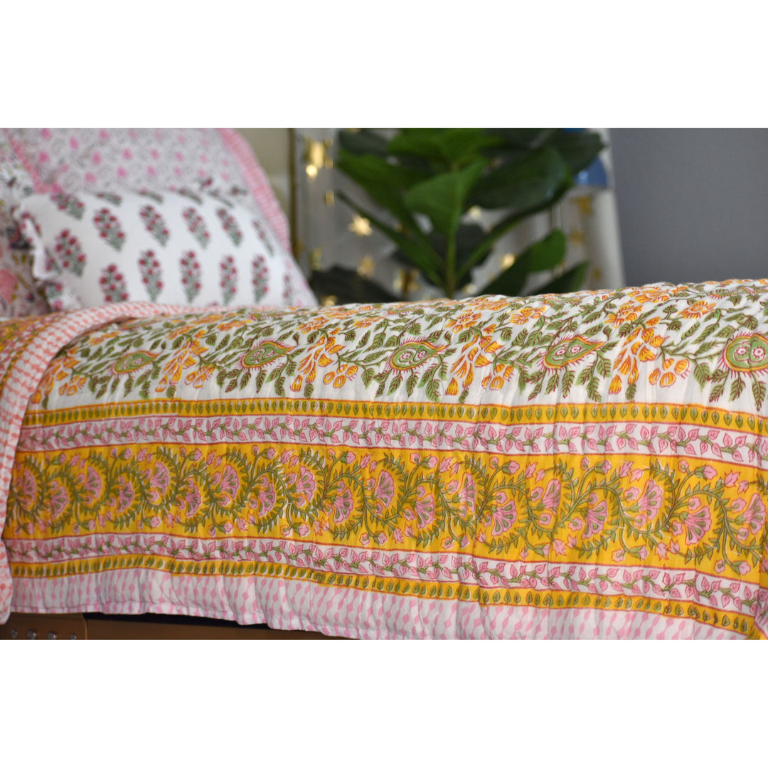 Bloomscape - Handblock Print Cotton Quilt