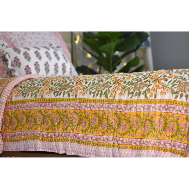 Bloomscape - Handblock Print Cotton Quilt