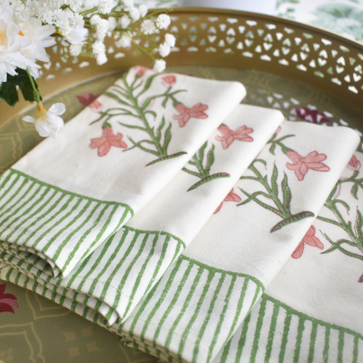 Hand Block Printed Napkins – Elegant Dining Essentials (Set of 6)