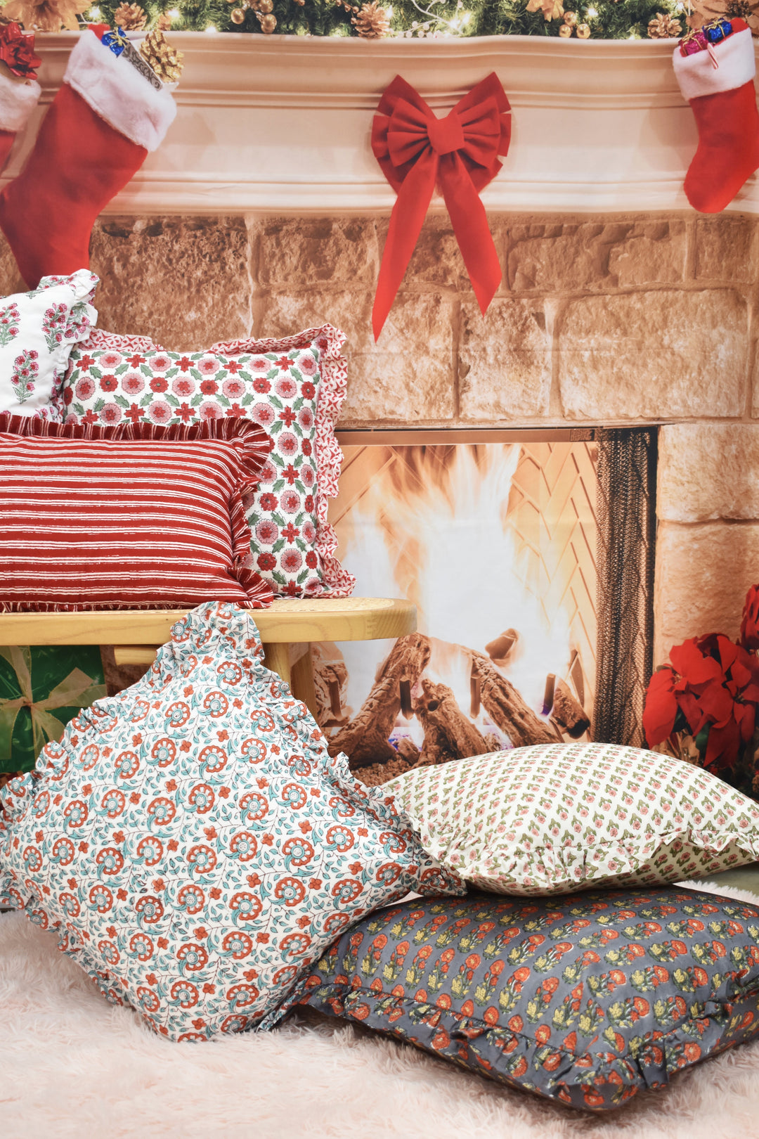 Fireside Knit - Handblock Print Cushion Cover