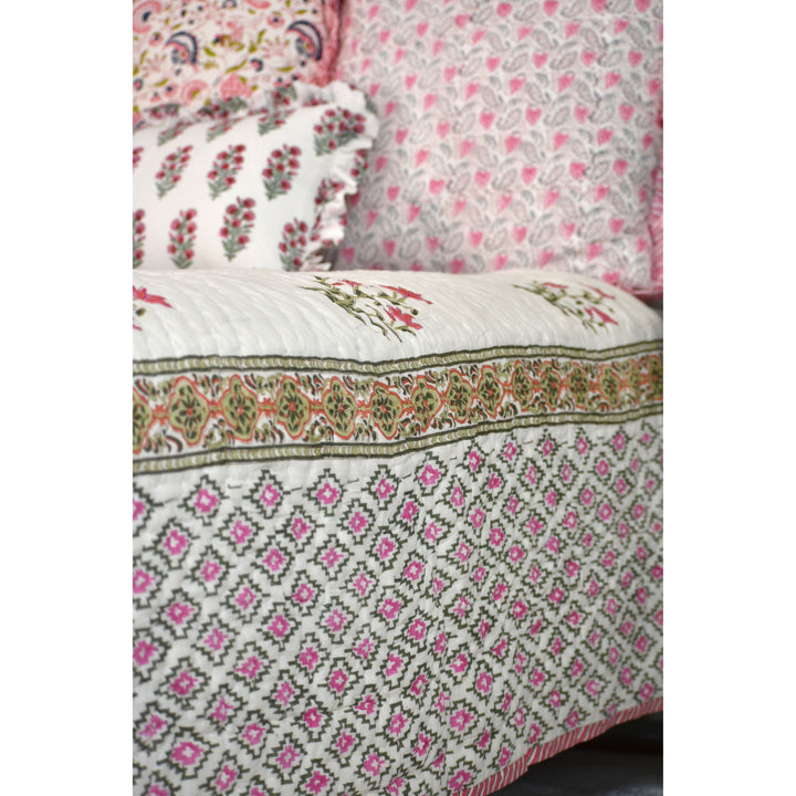 Sunlit Petals - Handblock Print Cotton Quilt