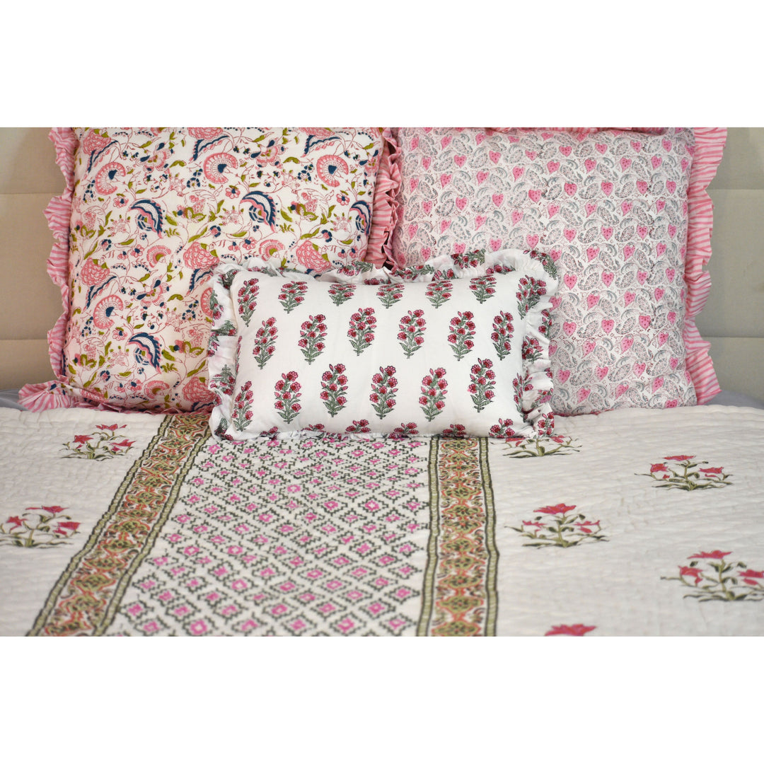 Sunlit Petals - Handblock Print Cotton Quilt