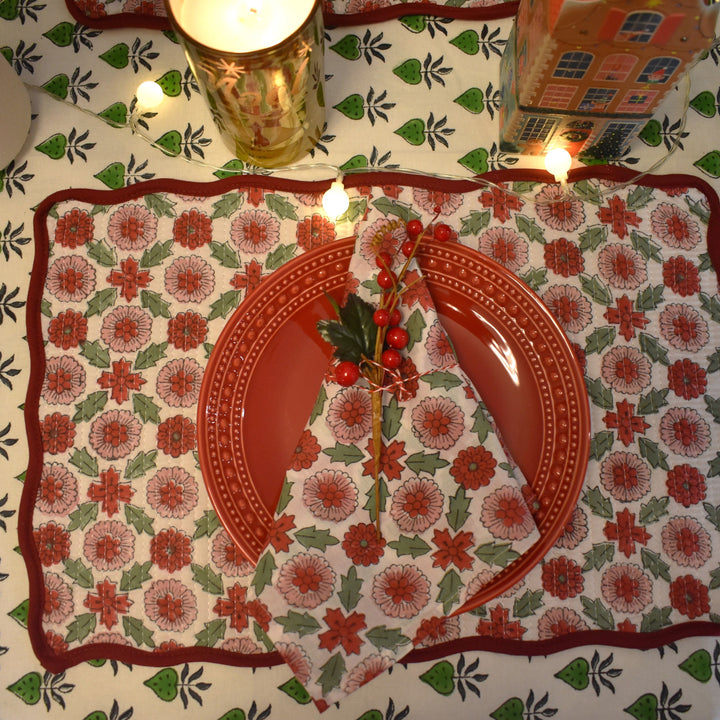 Hand Block Printed 6 Placemats & 6 Napkins Gift Set