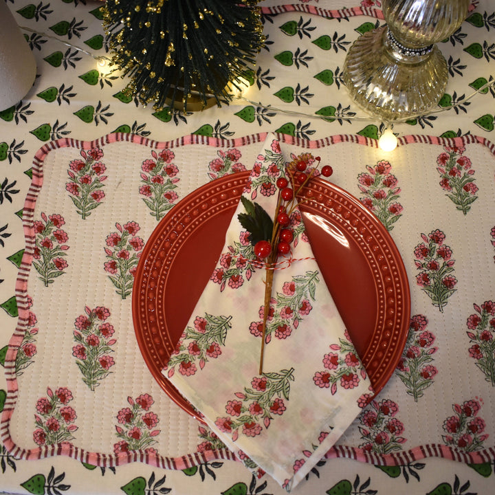 Hand Block Printed 6 Placemats & 6 Napkins Gift Set