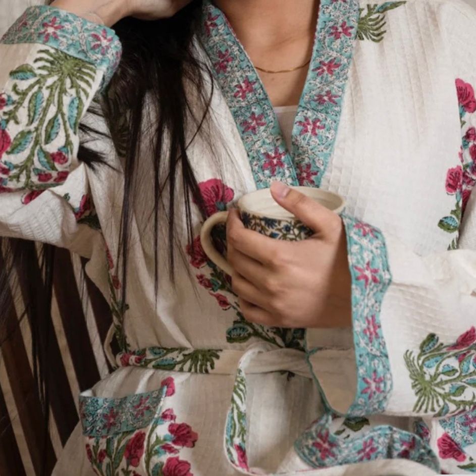 Handcrafted Cotton Women Robe – Comfortable & Stylish