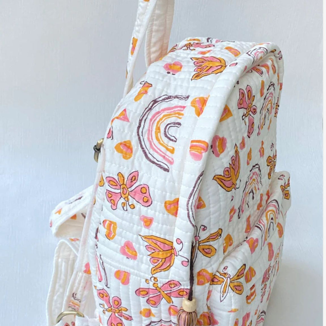 Hand-quilted kids backpack, soft and lightweight, extra cushioning, ethically made