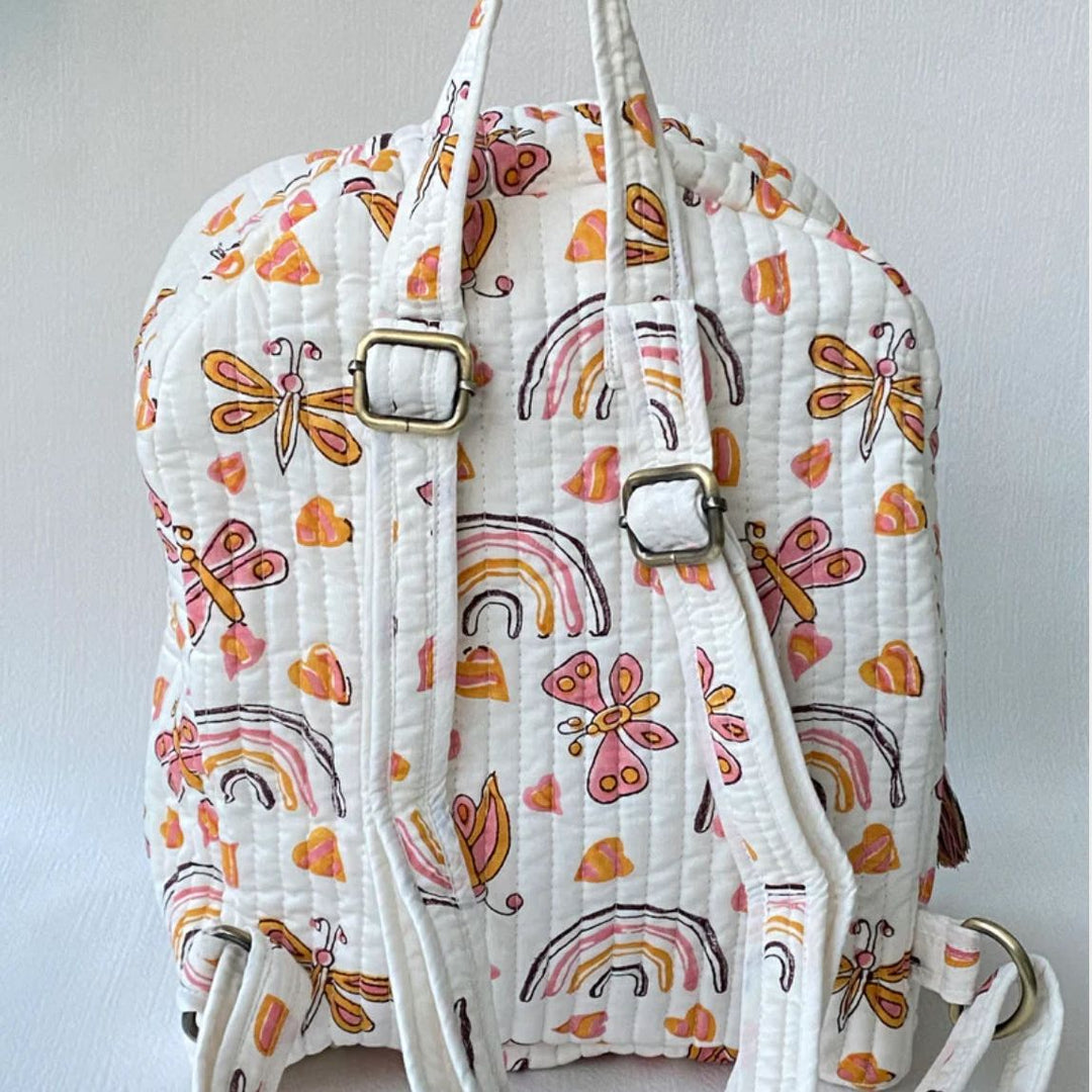 Hand-quilted kids backpack, soft and lightweight, extra cushioning, ethically made