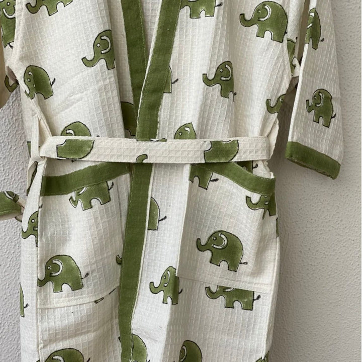 Fun and Cozy Kids Bath Robe - Soft Waffle Cotton, White