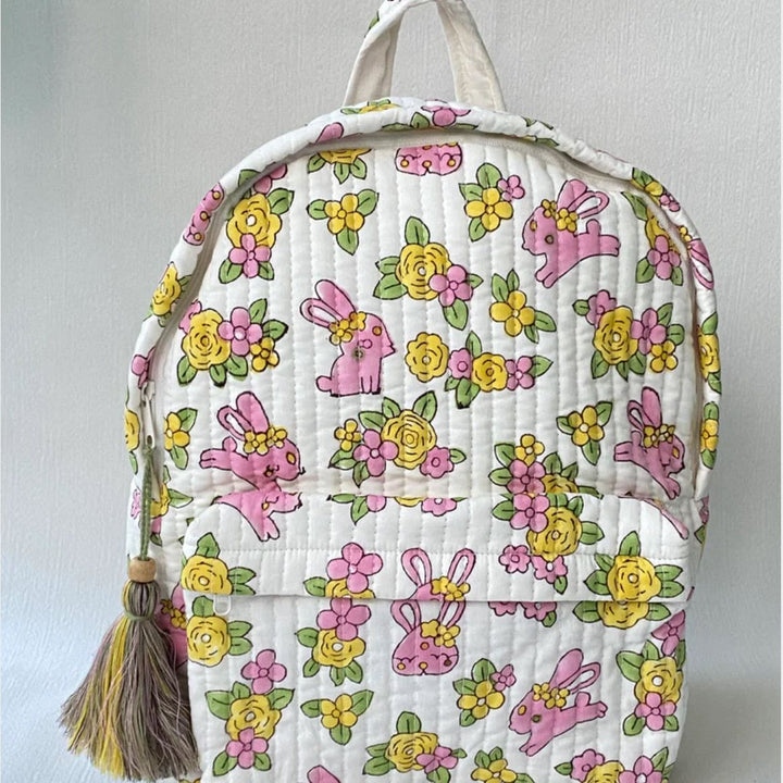 Hand-quilted kids backpack, soft and lightweight, extra cushioning, ethically made