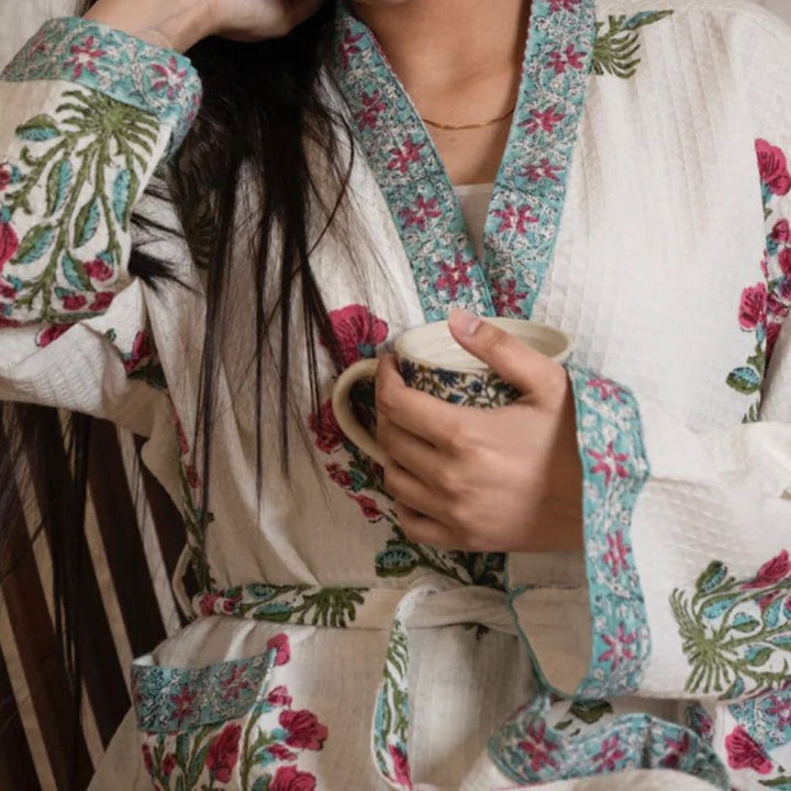 Handcrafted Cotton Women Robe – Comfortable & Stylish