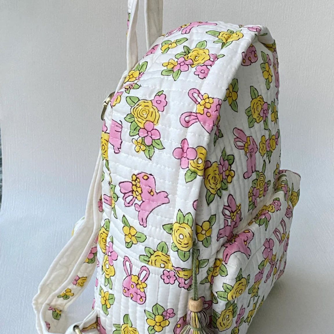 Hand-quilted kids backpack, soft and lightweight, extra cushioning, ethically made